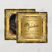 Fabulous 50th Photo black Gold-verjaardagsfeestje Kaart (Voorkant / Achterkant)