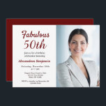 Fabulous 50th Photo Red Birthday Party Invitation Kaart<br><div class="desc">Fantastische 50 Foto van Birthday Party Red Uitnodiging is geweldig om je gast uit te nodigen. Geniet van je 50ste verjaardag in stijl. Personaliseer met uw informatie en foto. Gelukkige verjaardag.</div>