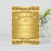 Fabulous 50th Photo sparkle Gold-verjaardagsfeest Kaart (Staand voorkant)