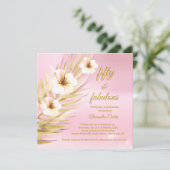 Fabulous 50th Pink Gold White Floral Birthday Kaart (Staand voorkant)