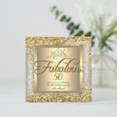 Fabulous 50th Princess Gold Silver Grey Party Kaart (Staand voorkant)