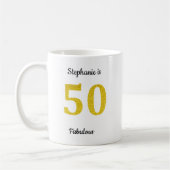 Fabulous 50th Verjaardag Gouden Glitter Monogram N Koffiemok (Links)