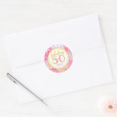 Fabulous 50th Verjaardag Roze Goud Glitter Ronde Sticker (Envelop)