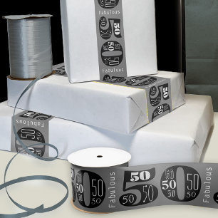 Fabulous 50th Verjaardag Typografie Satijnen Lint