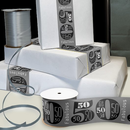 Fabulous 50th Verjaardag Typografie Satijnen Lint