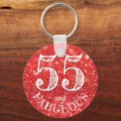 Fabulous 55th Birthday Coral Glitter Sparkle Sleutelhanger (Achterkant)