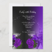 Fabulous 60 60th Birthday Paarse Rozen Martini Kaart (Achterkant)