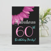 Fabulous 60 Birthday Party Pink Sunflower Kaart (Staand voorkant)