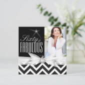 Fabulous 60 Foto Chevron Black White Birthday Kaart (Staand voorkant)