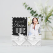 Fabulous 60 Foto Elegant Black White Birthday 2 Kaart (Staand voorkant)