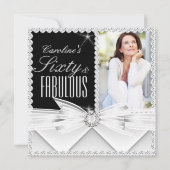 Fabulous 60 Foto Elegant Black White Birthday 2 Kaart (Voorkant)