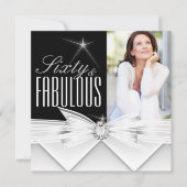 Fabulous 60 Foto Elegant Black White Birthday Kaart (Voorkant)