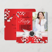 Fabulous 60 Foto Elegant Red Blossom Birthday Kaart (Voorkant / Achterkant)