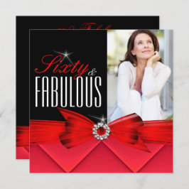 Fabulous 60 Foto Red Black Elegant Birthday Kaart