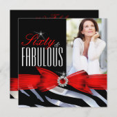 Fabulous 60 Foto Red Zebra Black White, zaterdag Kaart (Voorkant / Achterkant)