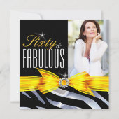 Fabulous 60 Foto Yellow Zebra Black Birthday Kaart (Voorkant)