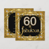 Fabulous 60 Gold Diamond Black 60th Birthday Party Kaart (Voorkant / Achterkant)
