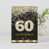 Fabulous 60 Gold Silver Streamers 60e verjaardag B Kaart (Staand voorkant)