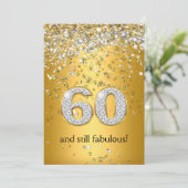 Fabulous 60 Gold Silver Streamers 60th Birthday Kaart (Staand voorkant)