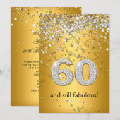 Fabulous 60 Gold Silver Streamers 60th Birthday Kaart (Voorkant / Achterkant)