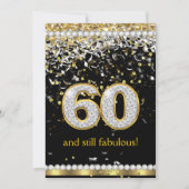 Fabulous 60 Gold Silver Streamers 60th Party Kaart (Voorkant)