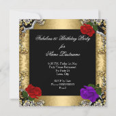 Fabulous 60 Paarse Red Rose Gold Black Silver Kaart (Achterkant)