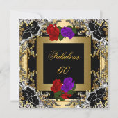 Fabulous 60 Paarse Red Rose Gold Black Silver Kaart (Voorkant)