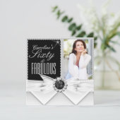 Fabulous 60 Photo Elegant Black White Birthday 3 Kaart (Staand voorkant)
