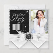 Fabulous 60 Photo Elegant Black White Birthday 3 Kaart (Voorkant)