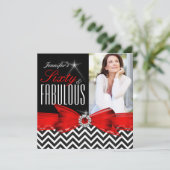 Fabulous 60 Red Chevron Black White Birthday 2 Kaart (Staand voorkant)