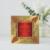 Fabulous 60 Red Gold Birthday Party Diamond Kaart (Staand voorkant)
