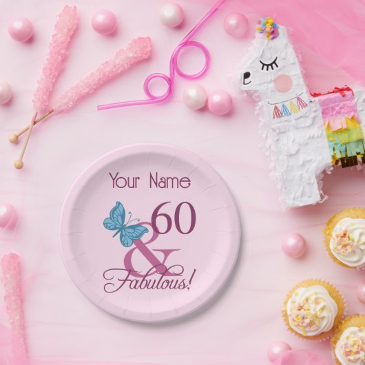 Fabulous 60th Birthday Papieren Bordje (Feest)