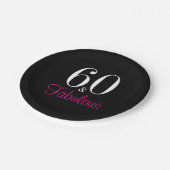 Fabulous 60th Black Pink Birthday Party Papieren Bordje (Gekanteld)