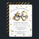 Fabulous 60th | Modern Elegant Gold Birthday Party Kaart<br><div class="desc">Met deze moderne,  elegante partijuitnodigingen met penseelhandschrift en faux gold / black design vieren we uw geweldige 60e verjaardag. De achtergrondkleur kan onder "pas verder aan" worden veranderd. Deel van het "Fabulous 60th" collectie.</div>