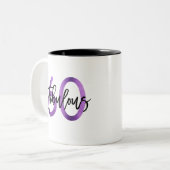 Fabulous 60th | Modern Elegant Paarse Birthday Tweekleurige Koffiemok (Voorkant links)