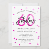 Fabulous 60th | Modern Elegant Pink Birthday Party Kaart (Voorkant)