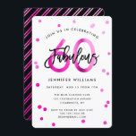 Fabulous 60th | Modern Elegant Pink Birthday Party Kaart<br><div class="desc">Viel je geweldige 60ste verjaardag feest op met deze moderne,  elegante,  chic party uitnodigingen met penseelhandschrift en roze / zwart design. De achtergrondkleur kan onder "pas verder aan" worden veranderd. Deel van het "Fabulous 60th" collectie.</div>