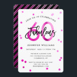 Fabulous 60th | Modern Elegant Pink Birthday Party Kaart<br><div class="desc">Viel je geweldige 60ste verjaardag feest op met deze moderne,  elegante,  chic party uitnodigingen met penseelhandschrift en roze / zwart design. De achtergrondkleur kan onder "pas verder aan" worden veranderd. Deel van het "Fabulous 60th" collectie.</div>