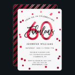 Fabulous 60th | Modern Elegant Red Birthday Party Kaart<br><div class="desc">Viel je geweldige 60ste verjaardag feest op met deze moderne,  elegante,  chic party uitnodigingen met penseel handschrift en glanzend rood/zwart design. De achtergrondkleur kan onder "pas verder aan" worden veranderd. Deel van het "Fabulous 60th" collectie.</div>