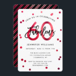 Fabulous 60th | Modern Elegant Red Birthday Party Kaart<br><div class="desc">Viel je geweldige 60ste verjaardag feest op met deze moderne,  elegante,  chic party uitnodigingen met penseel handschrift en glanzend rood/zwart design. De achtergrondkleur kan onder "pas verder aan" worden veranderd. Deel van het "Fabulous 60th" collectie.</div>