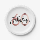 Fabulous 60th | Modern Elegant Roos Gold Birthday Papieren Bordje (Voorkant)