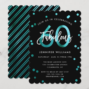 Fabulous 60th   Moderne Blauwgroen groene dag Kaart