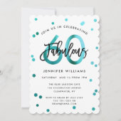 Fabulous 60th | Moderne Blauwgroen Groene Dag Part Kaart (Voorkant)