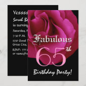 Fabulous 65 Birthday Party Ruby Red Rose Kaart (Voorkant / Achterkant)