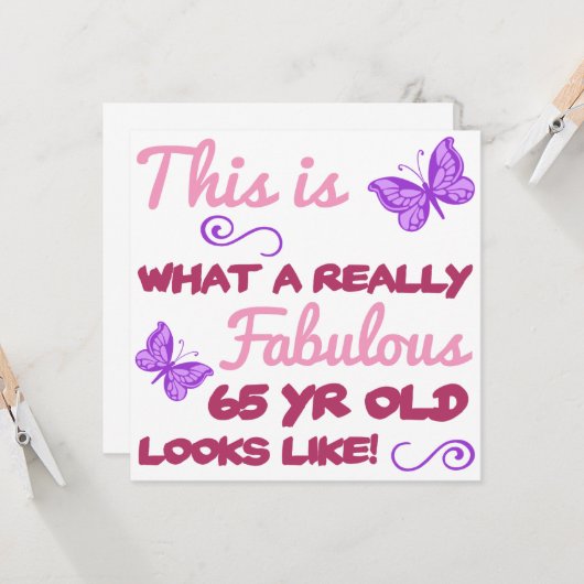 Fabulous 65th Birthday Kaart (Voorkant / Achterkant in situ)
