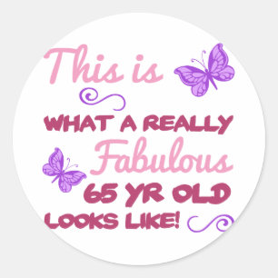 Fabulous 65th Birthday Ronde Sticker