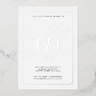 Fabulous 69 Elegant 69th Birthday Folie Invitation Folie Uitnodiging
