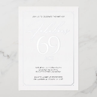 Fabulous 69 Elegant 69th Birthday Folie Invitation Folie Uitnodiging