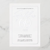 Fabulous 69 Elegant 69th Birthday Folie Invitation Folie Uitnodiging (Voorkant)