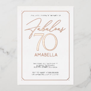 Fabulous 70 Elegant 70th Birthday Folie Invitation Folie Uitnodiging